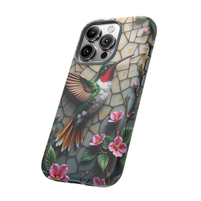 Vivid Hummingbird with Blossoming Branches | Artistic Mosaic Style
