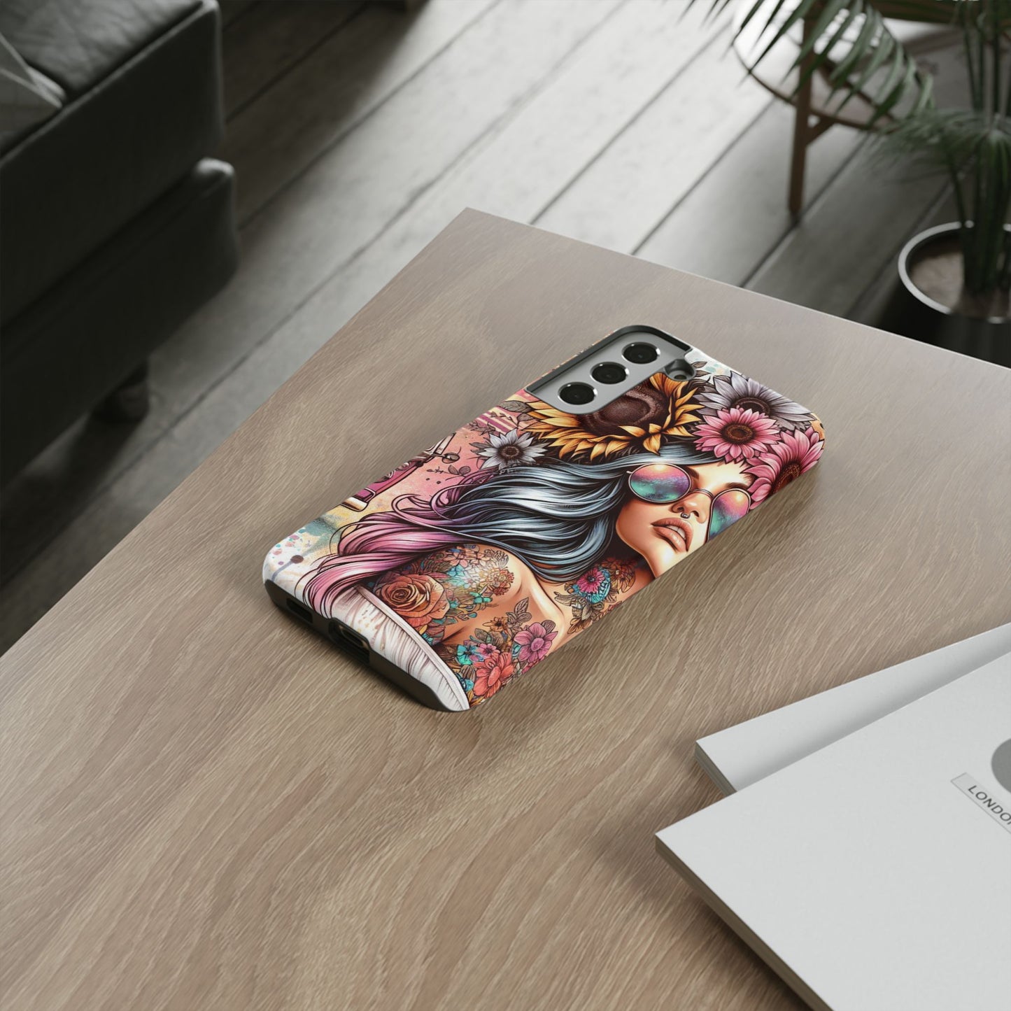Retro Boho Wanderer – Sunflower Hippie Van Mobile Cover