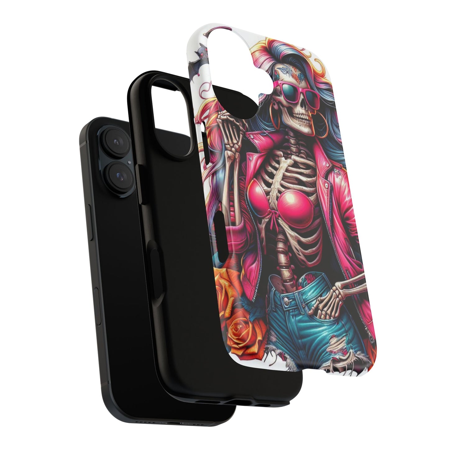 Neon Bones – Retro Skeleton & Vibrant Punk Aesthetic Mobile Cover
