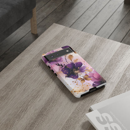 Luxury Purple & Gold Floral Aesthetic Mobile Case