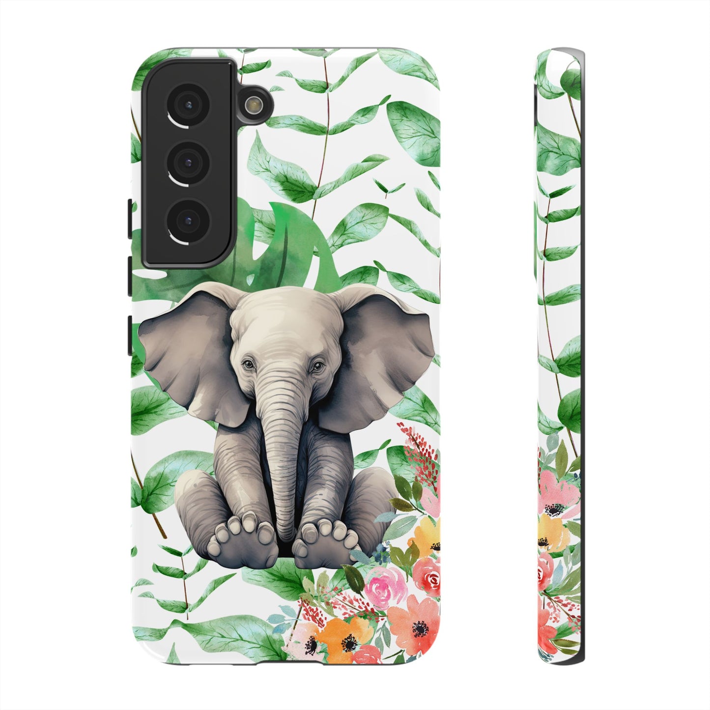 Cute Baby Elephant Mobile Cover – Floral & Tropical Aesthetic