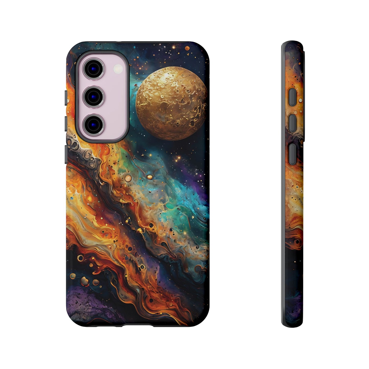 Cosmic Abstract Artwork With Dynamic Swirling Fluid Patterns phone case design.
