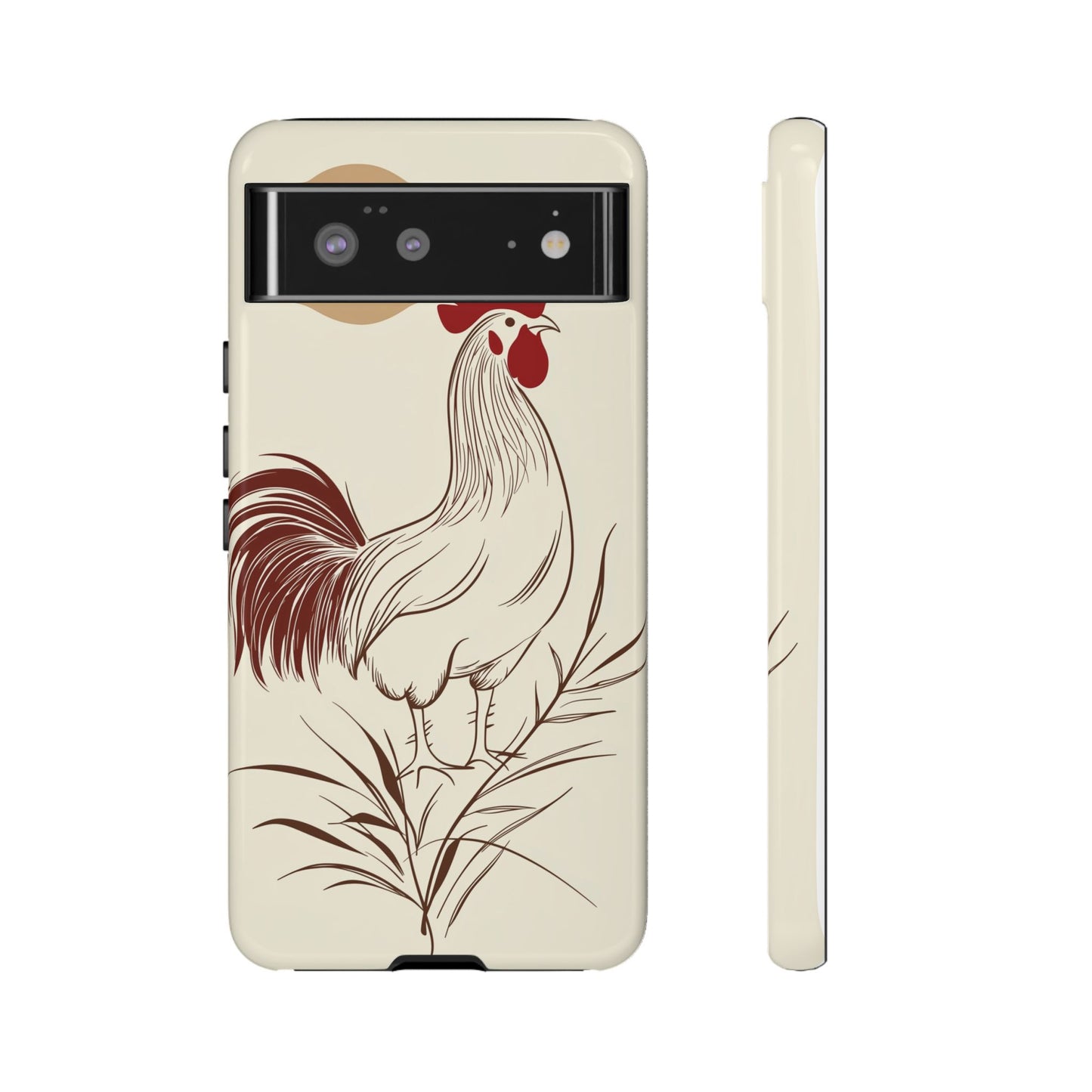 Golden Dawn Rooster: Minimalist Farmstead Charm Case for iPhone, Samsung & Pixel