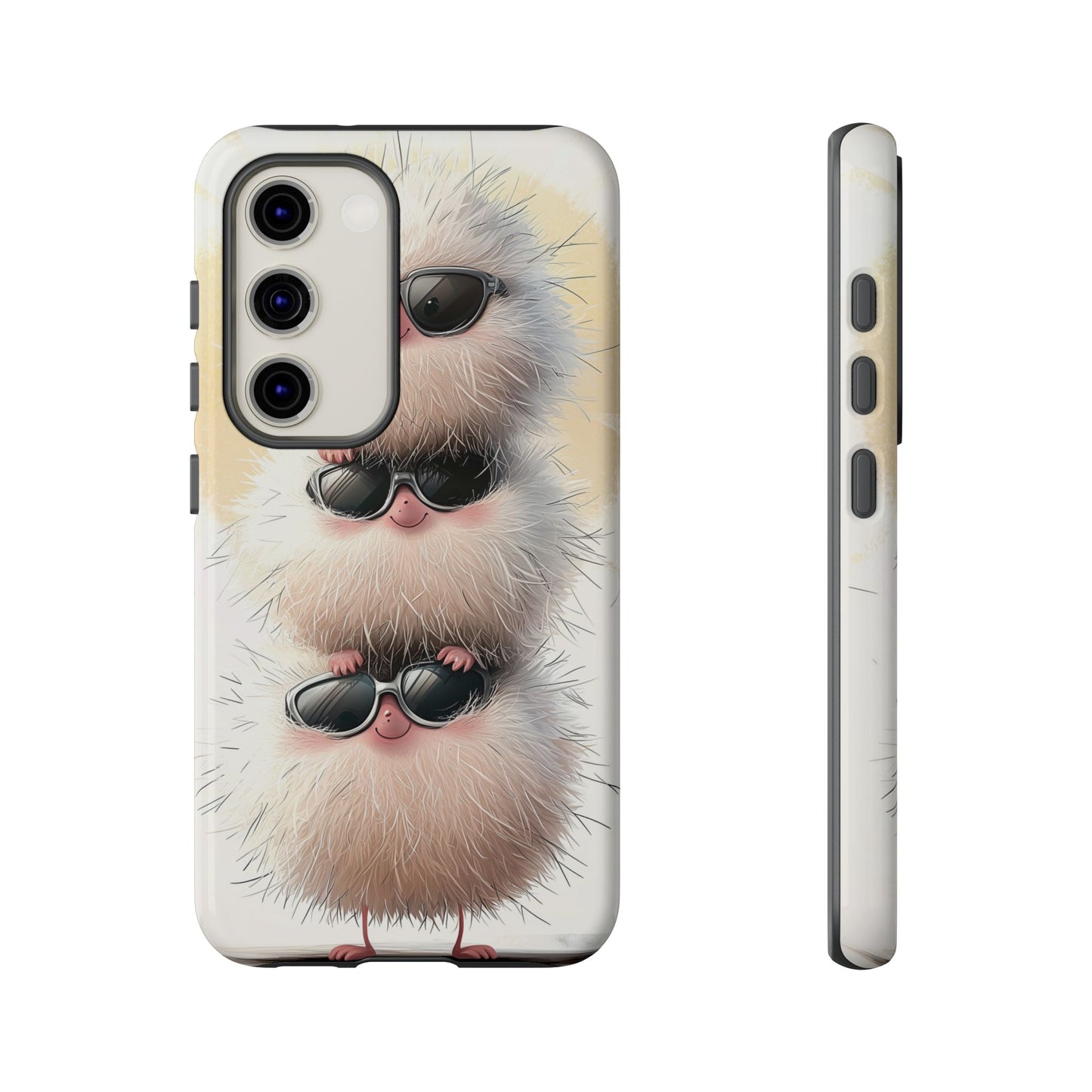 Fluffy Stack Anime Phone Case – Cute Furry Creatures with Sunglasses, Kawaii Aesthetic Design for iPhone, Samsung & Google Pixel