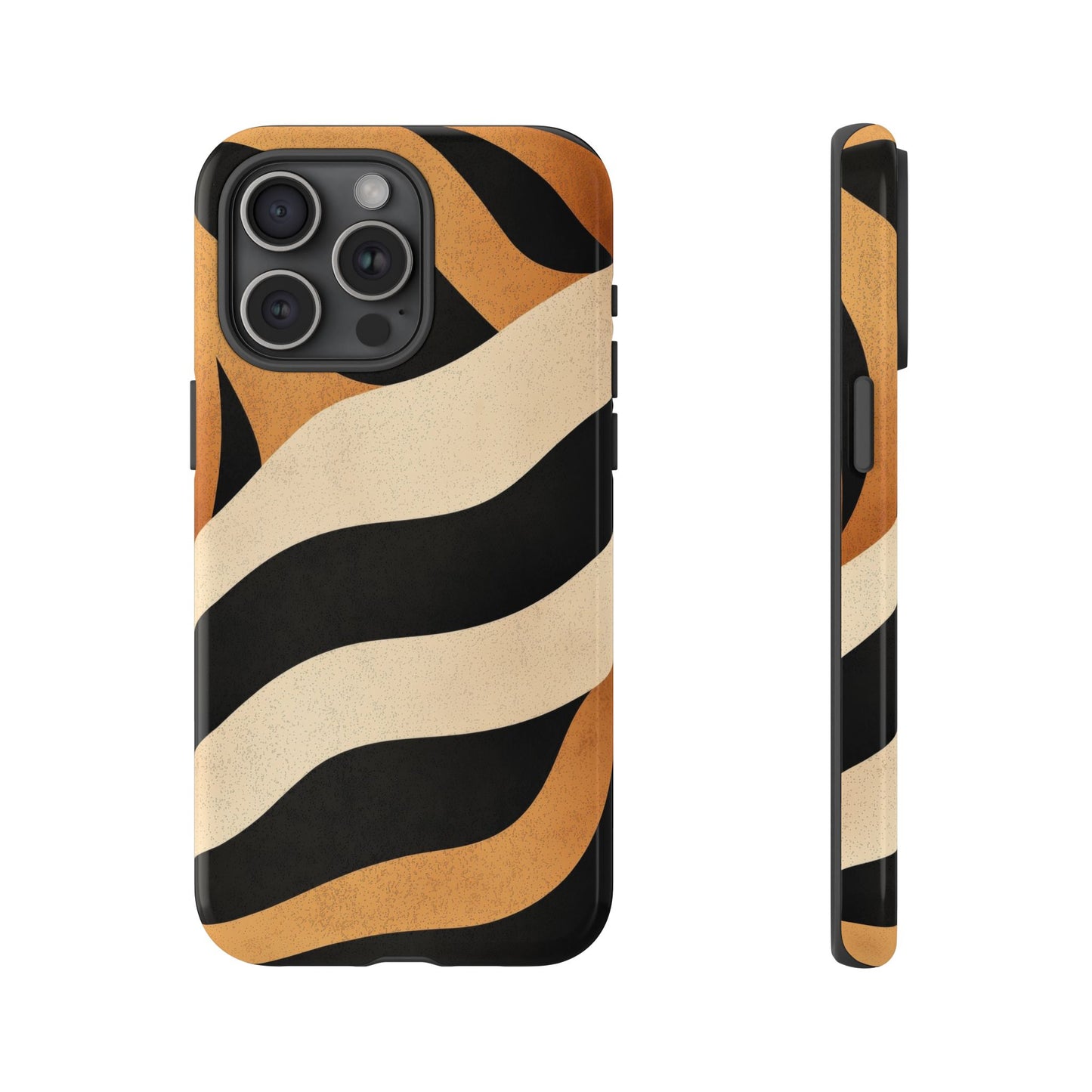 Bold Tiger Stripes Phone Case – Black, Orange & Cream Perfect for iPhone, Samsung & Google Pixel