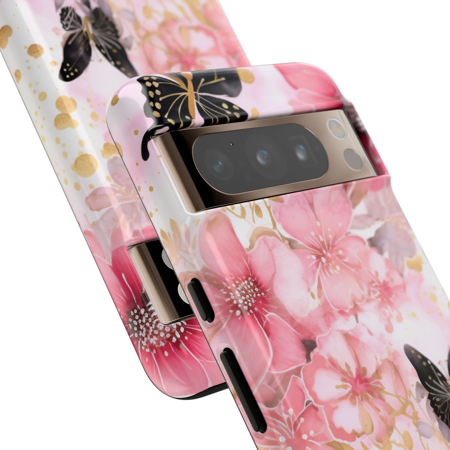 Pink Blossom & Gold Butterfly Mobile Case