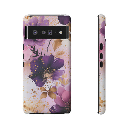 Luxury Purple & Gold Floral Aesthetic Mobile Case
