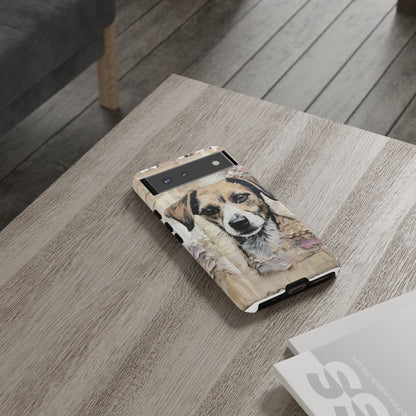 Vintage Collage Dog Portrait Mobile Cover – Artistic Mixed Media Design