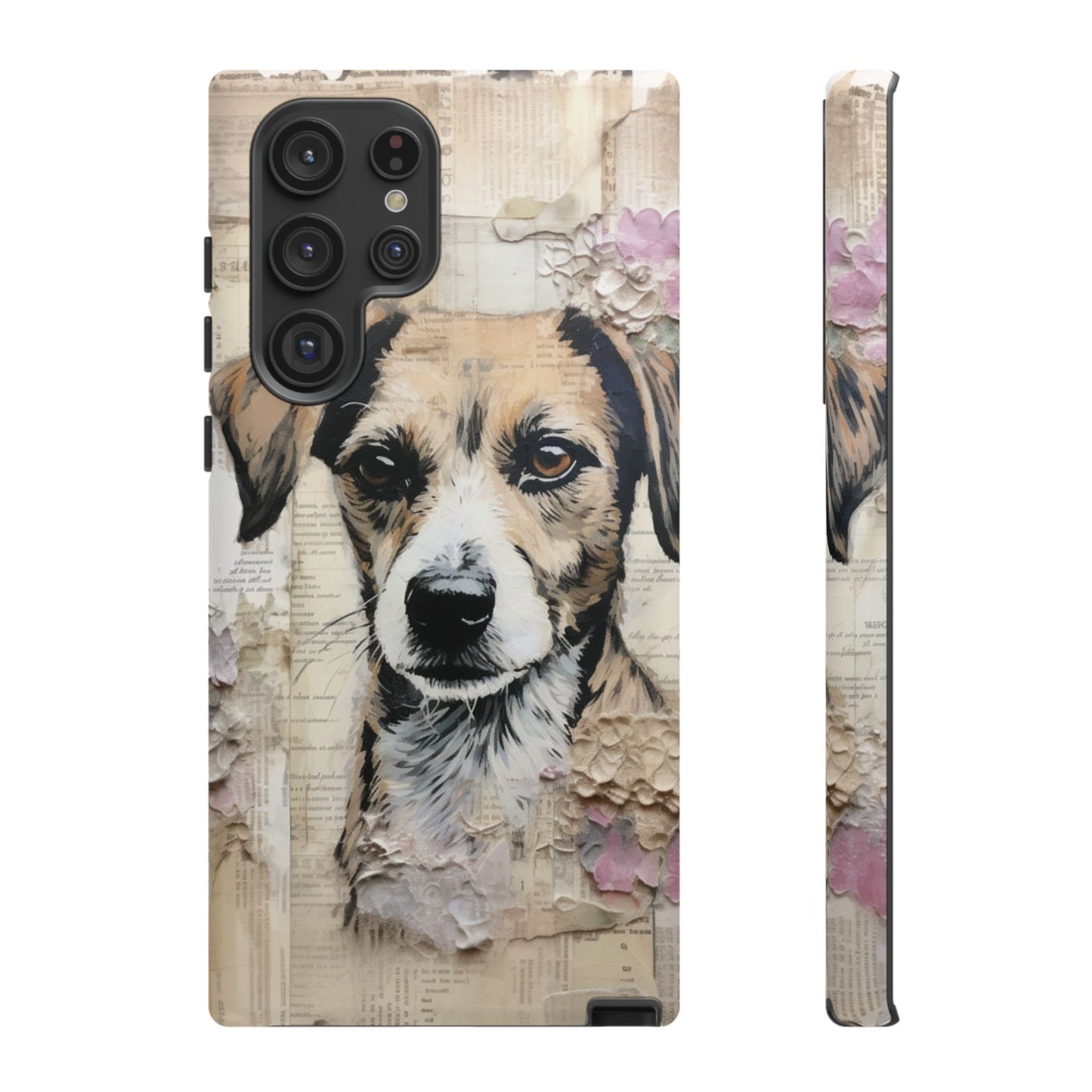 Vintage Collage Dog Portrait Mobile Cover – Artistic Mixed Media Design
