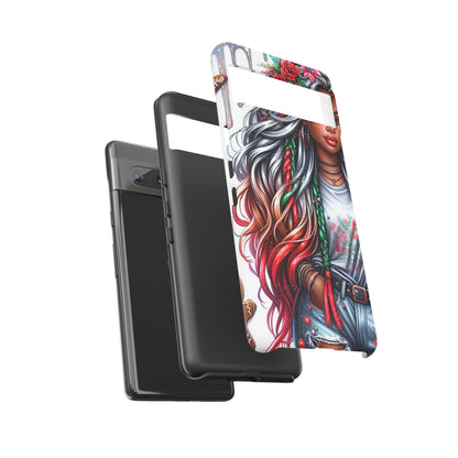 Festive Boho Queen – Holiday Glow & Candy Cane Braids Mobile Cover