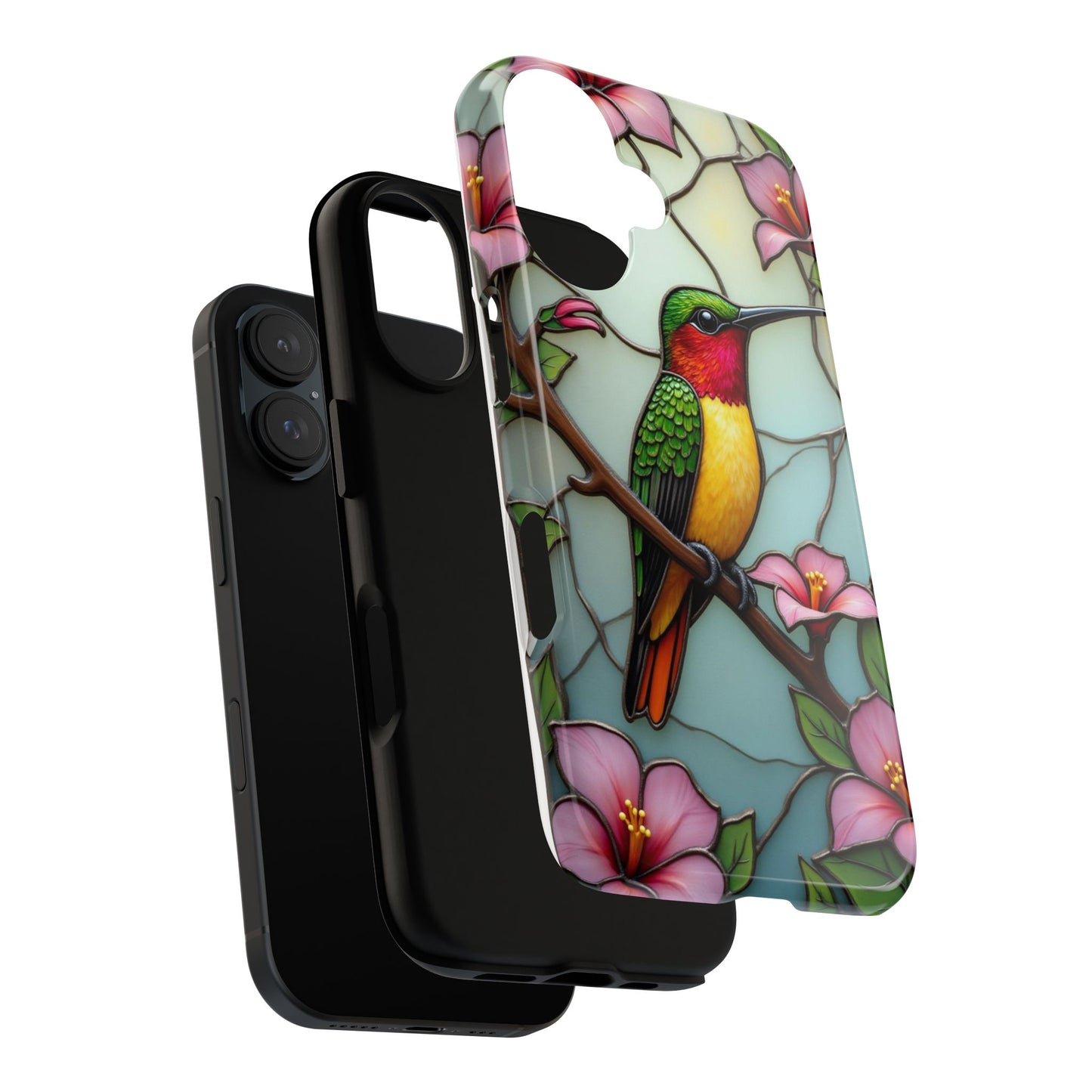 Elegant Hummingbird with Floral Mosaic | Artistic Nature Design