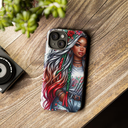 Festive Boho Queen – Holiday Glow & Candy Cane Braids Mobile Cover