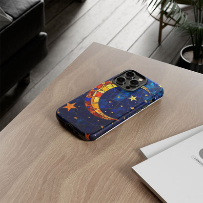 Celestial Crescent: Vibrant Moon and Stars Phone Case