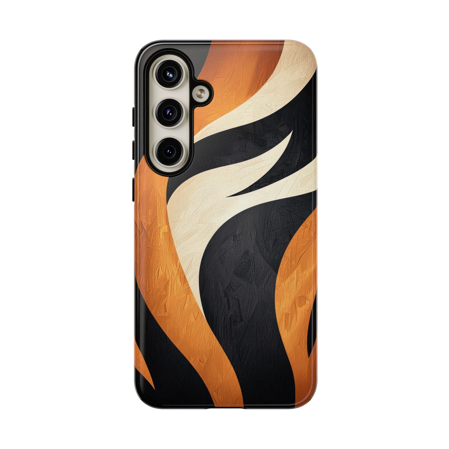 Bold Tiger Stripes Phone Case – Black, Orange & Cream for iPhone, Samsung & Google Pixel