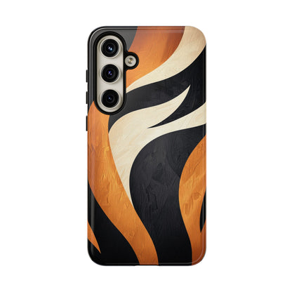 Bold Tiger Stripes Phone Case – Black, Orange & Cream for iPhone, Samsung & Google Pixel