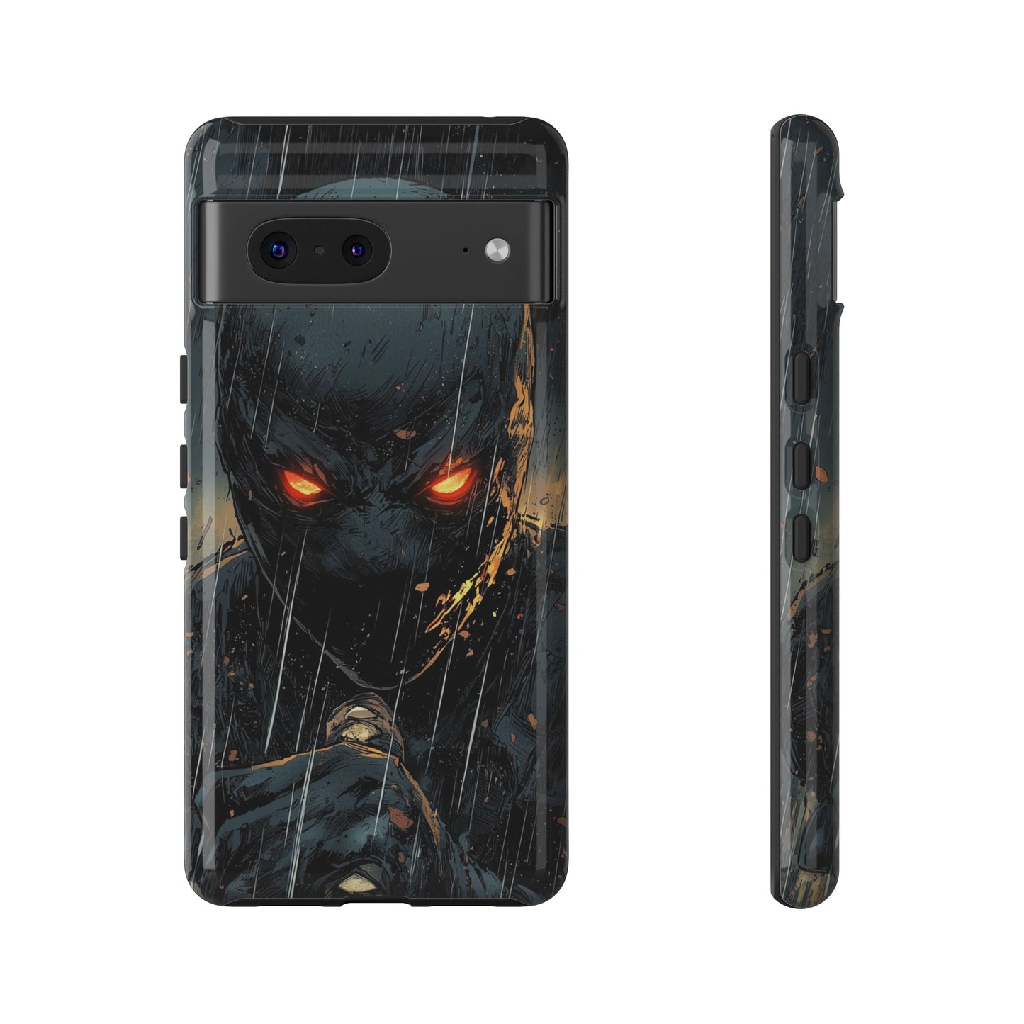 Shadowblade Vengeance | Dark Comic Assassin in the Rain Phone Case for iPhone, Samsung & Pixel