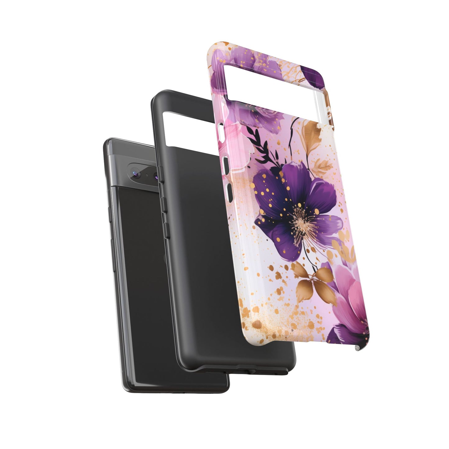 Luxury Purple & Gold Floral Aesthetic Mobile Case