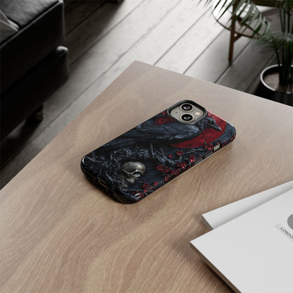 Gothic Sculpture Of Raven On Charcoal Tree Branch phone case design
