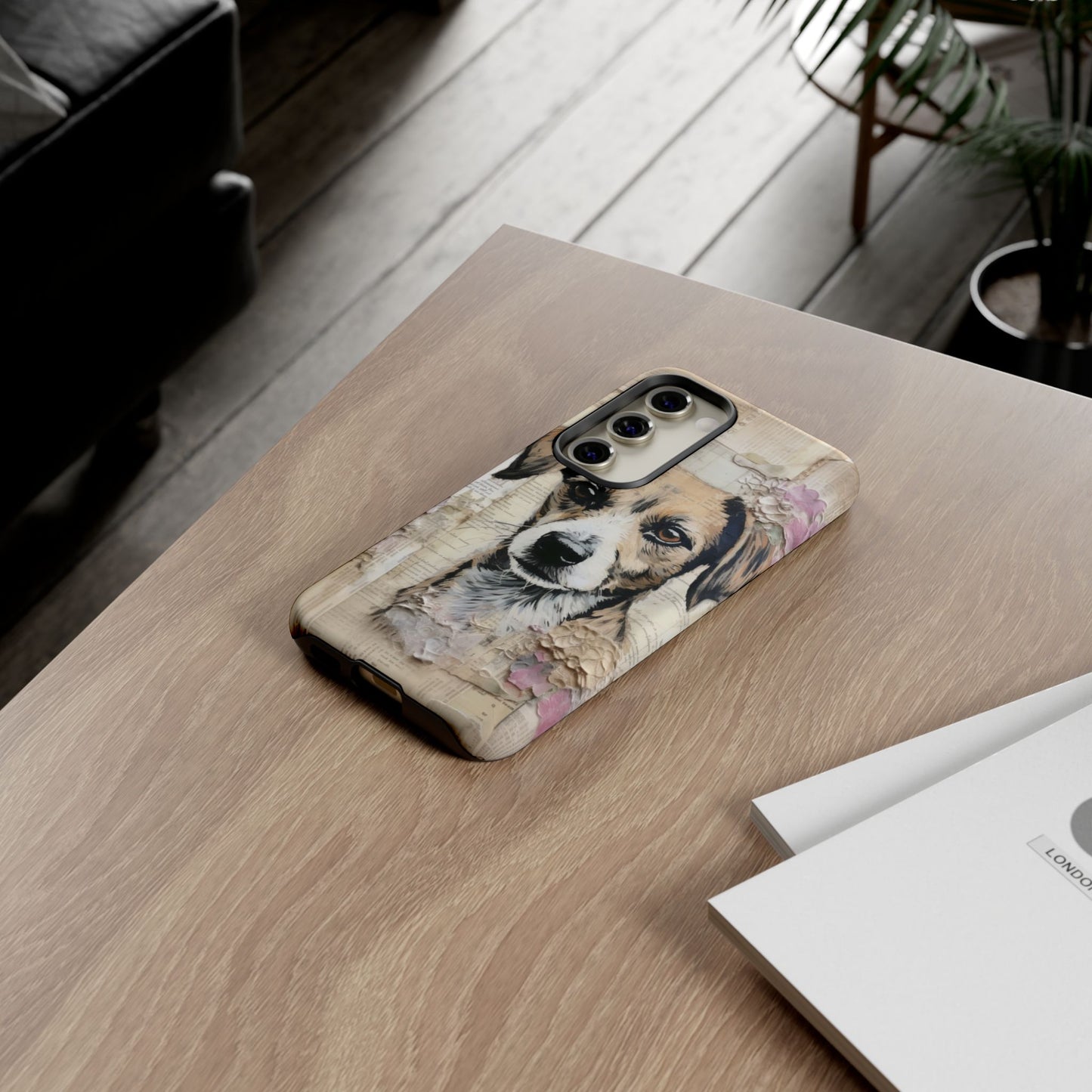 Vintage Collage Dog Portrait Mobile Cover – Artistic Mixed Media Design