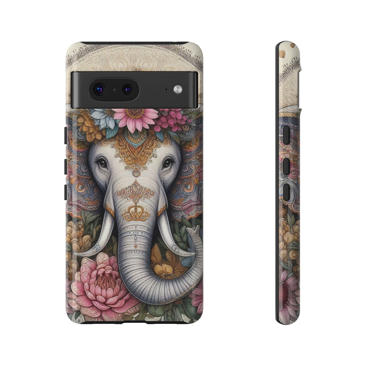 Elegant Floral Elephant Mobile Cover – Royal Mandala Art