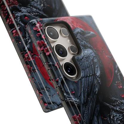 Gothic Sculpture Of Raven On Charcoal Tree Branch phone case design