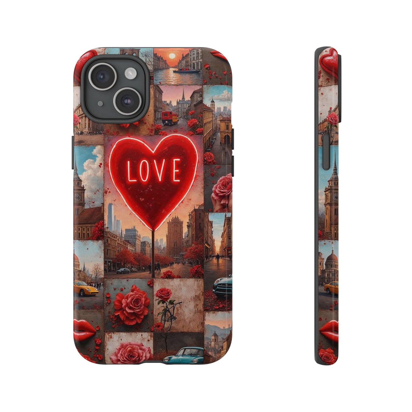 Neon Love Heart & Rose Phone Case