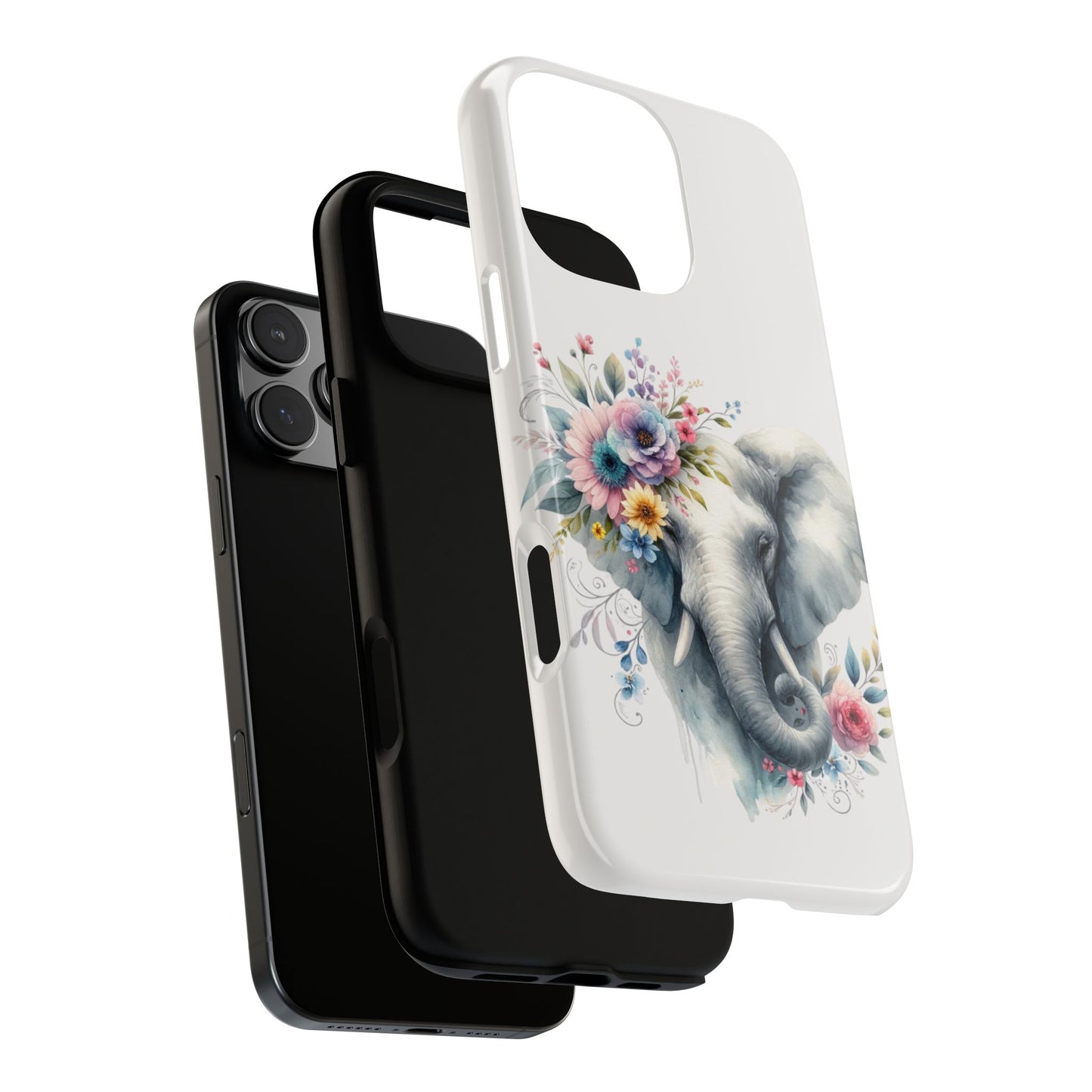 Floral Elephant Mobile Cover – Elegant Watercolor Art