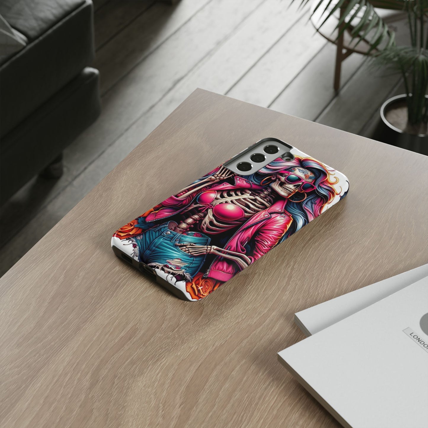 Neon Bones – Retro Skeleton & Vibrant Punk Aesthetic Mobile Cover