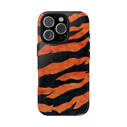 Burnt Orange & Black Tiger Stripes Phone Case for iPhone, Samsung & Google Pixel