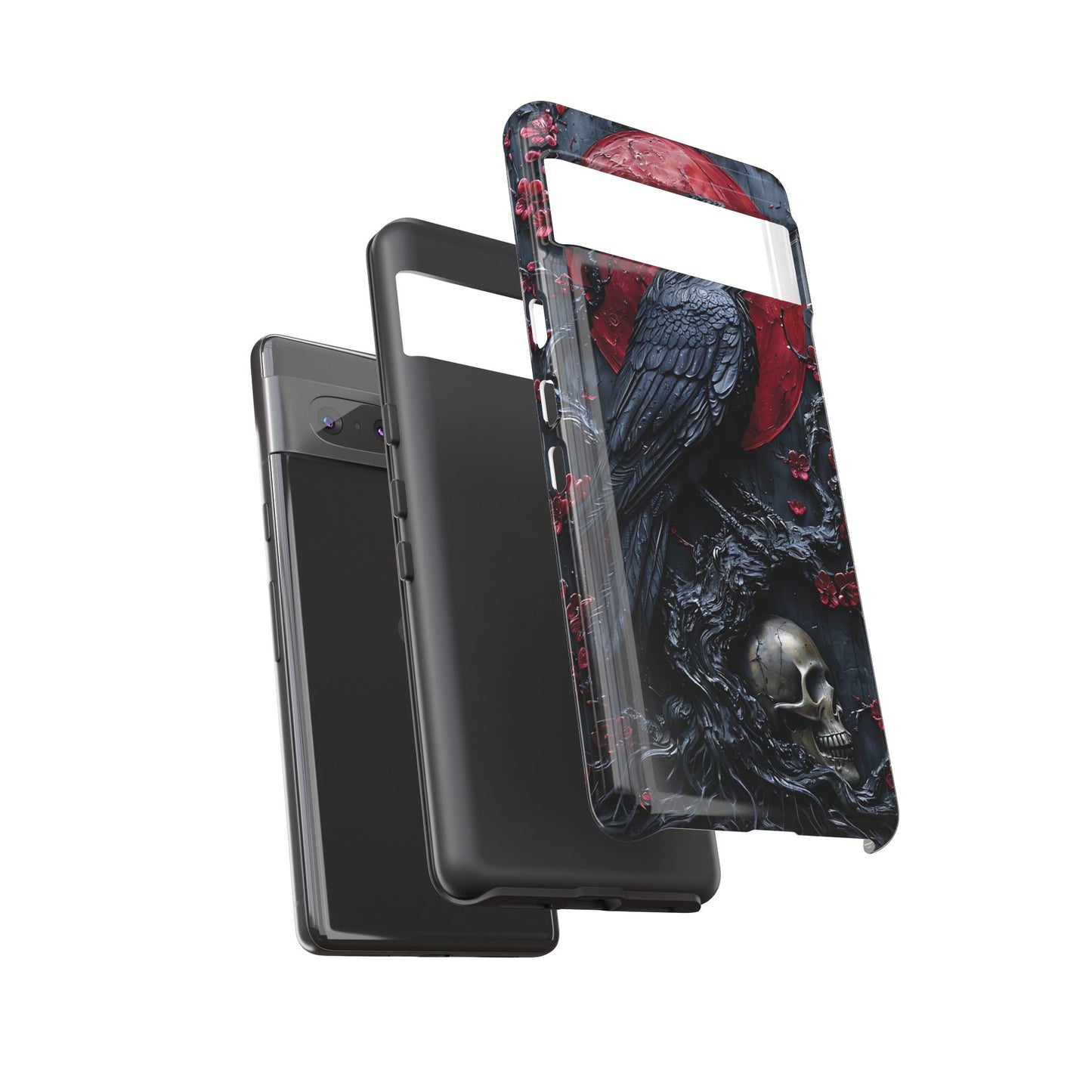 Gothic Sculpture Of Raven On Charcoal Tree Branch phone case design