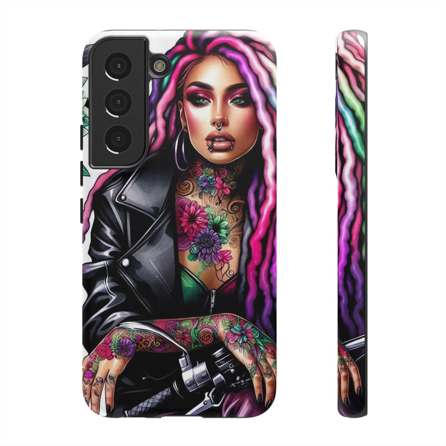 Neon Rebel – Vibrant Biker Queen Mobile Cover