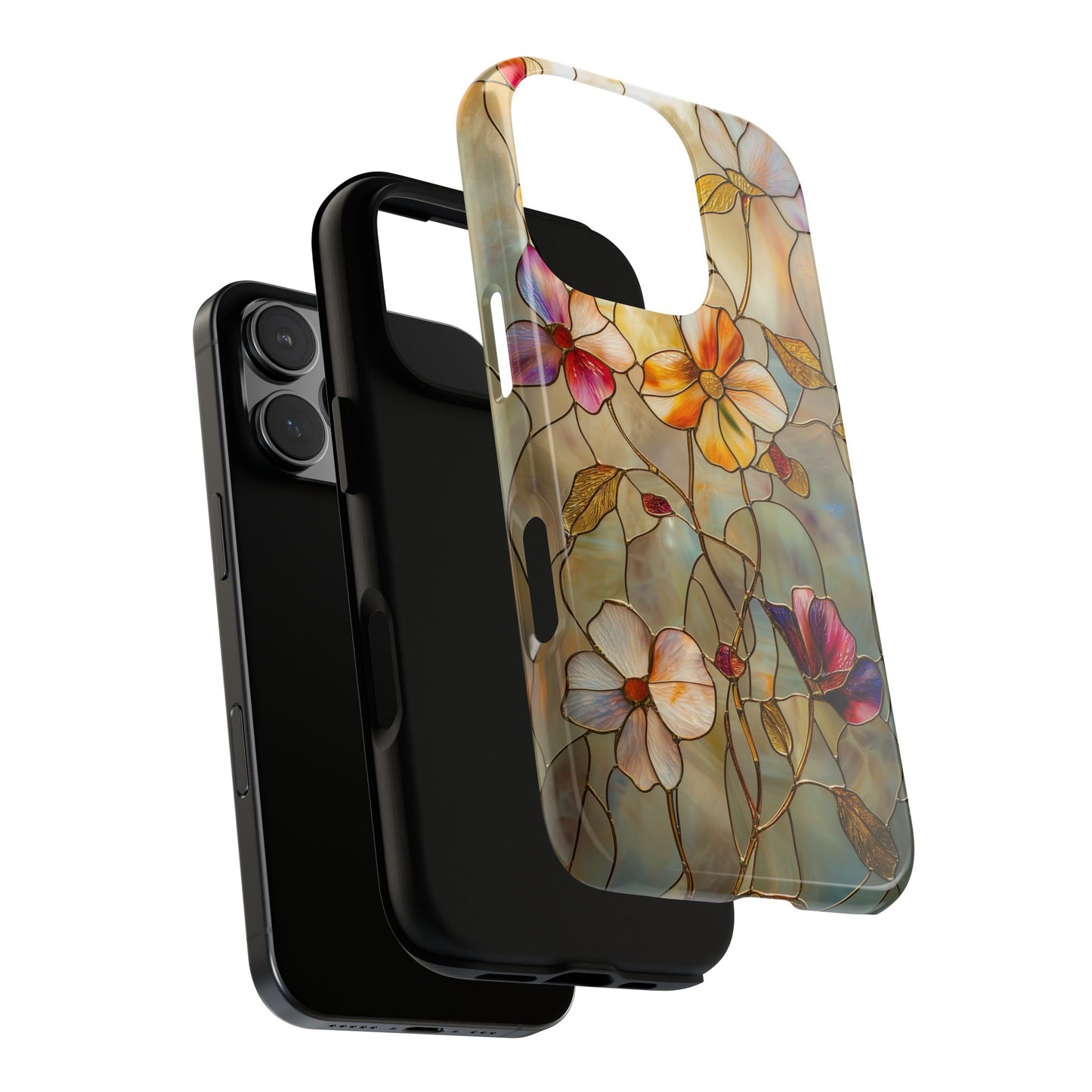 Golden Bloom – Luxe Stained Glass Floral Phone Case for iPhone, Samsung & Pixel
