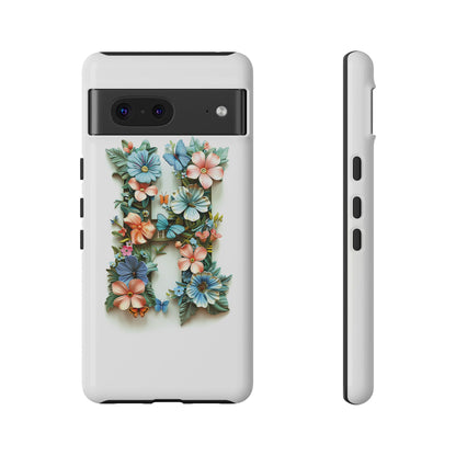 Floral Letter H Phone Case – Personalized Aesthetic Cover for iPhone, Samsung & Google Pixel