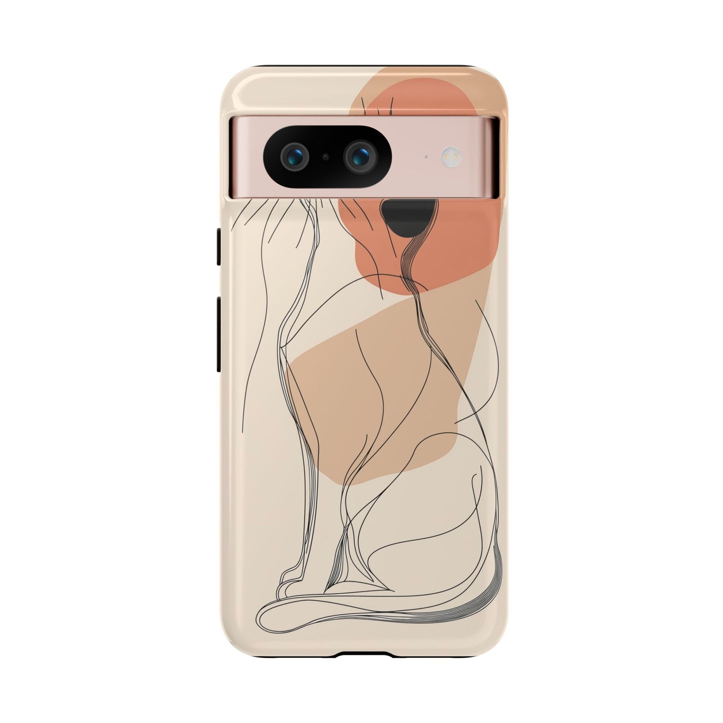 Graceful Cat Outline: Abstract Whiskered Beauty Phone Case for iPhone, Samsung & Pixel