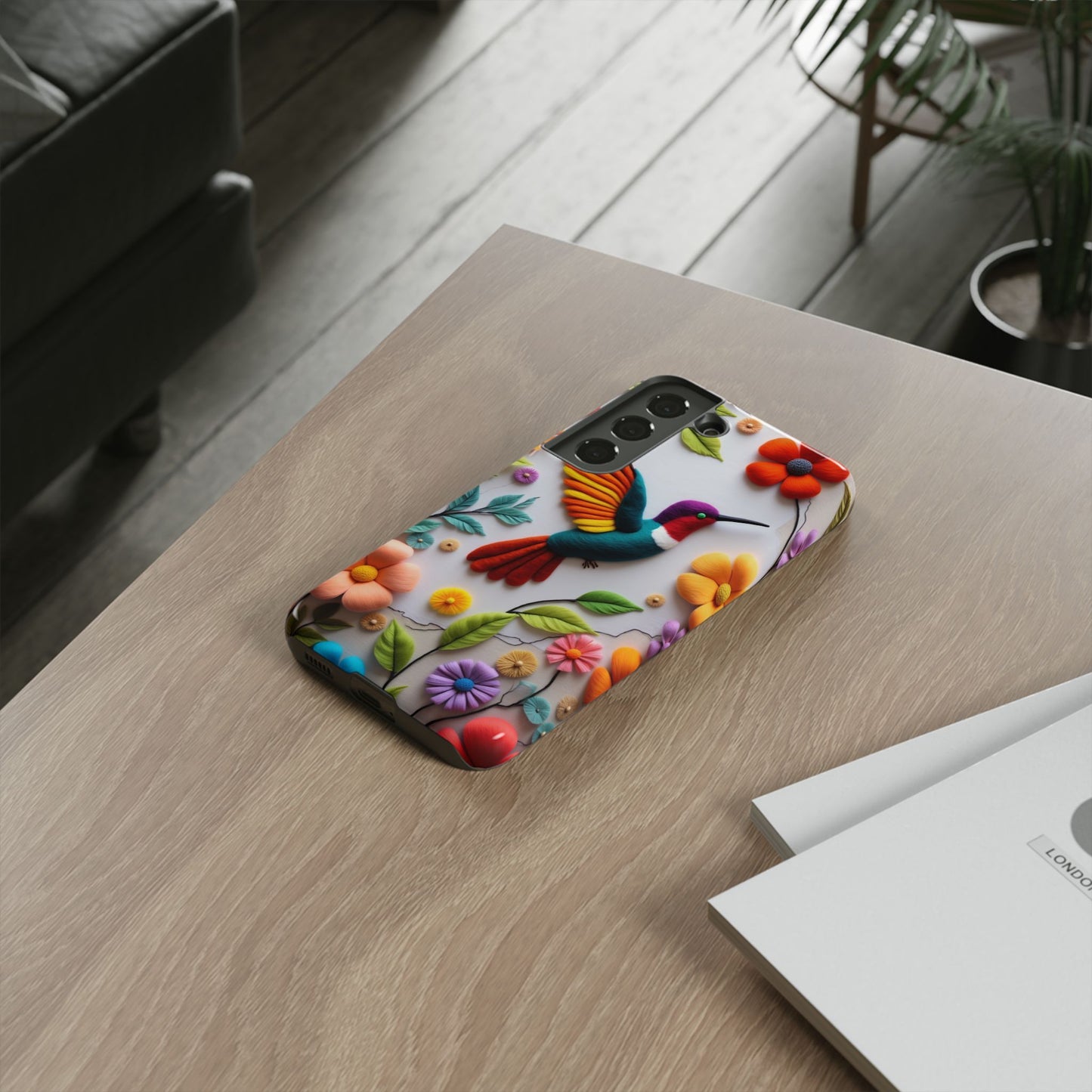 Embroidered Hummingbird with Floral Design | Nature's Elegant Stitch | iPhone 16 Pro