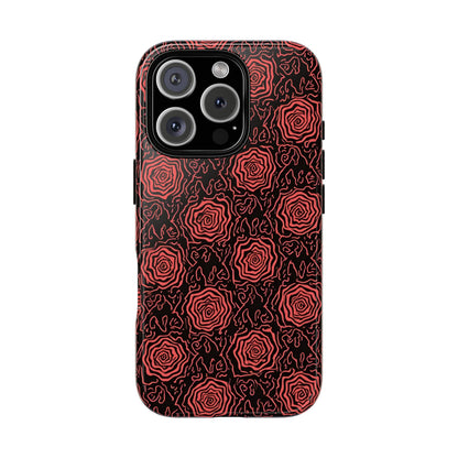 Red roses abstract geometric seamless pattern design