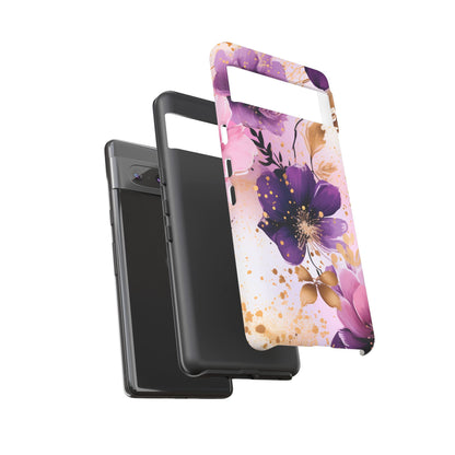 Luxury Purple & Gold Floral Aesthetic Mobile Case