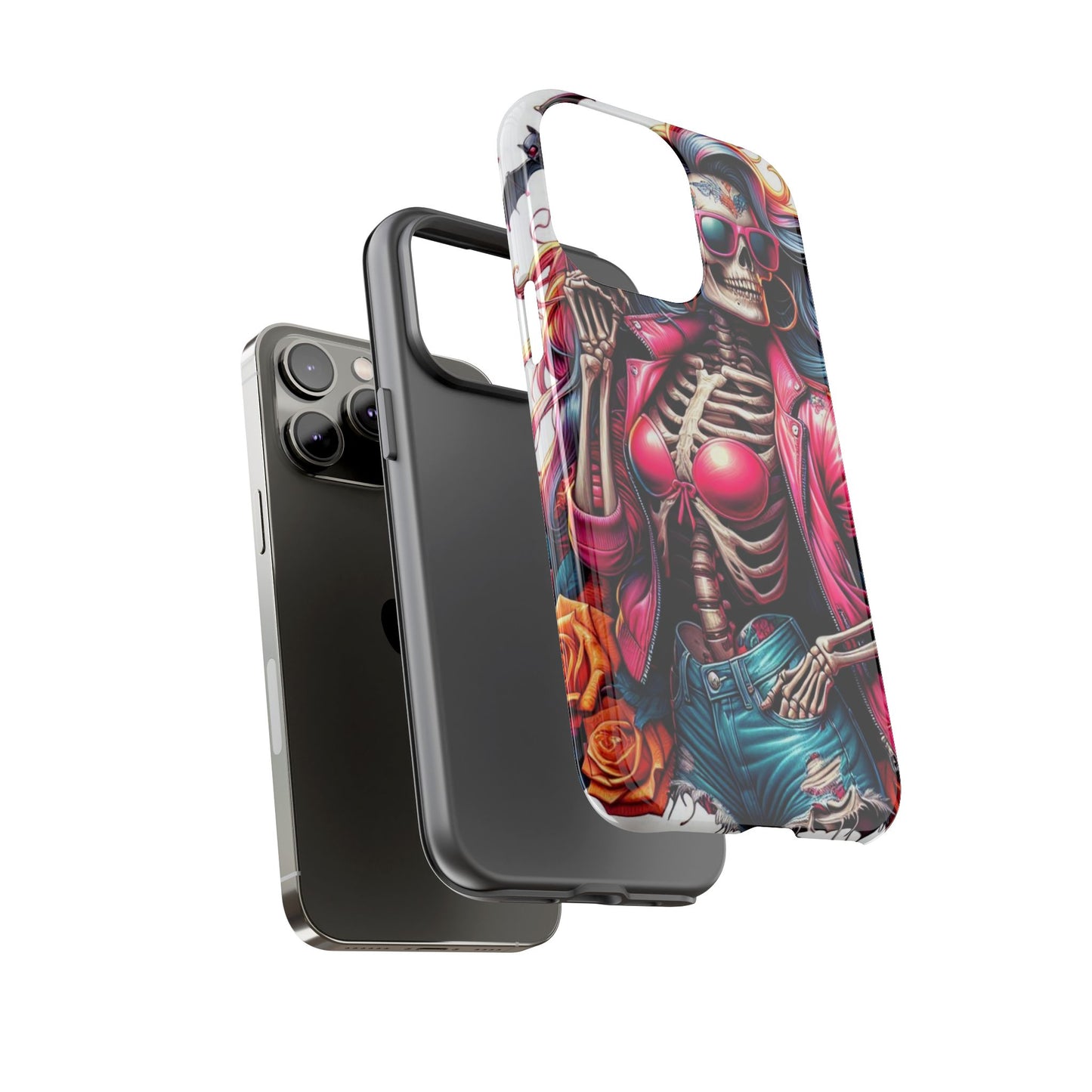 Neon Bones – Retro Skeleton & Vibrant Punk Aesthetic Mobile Cover