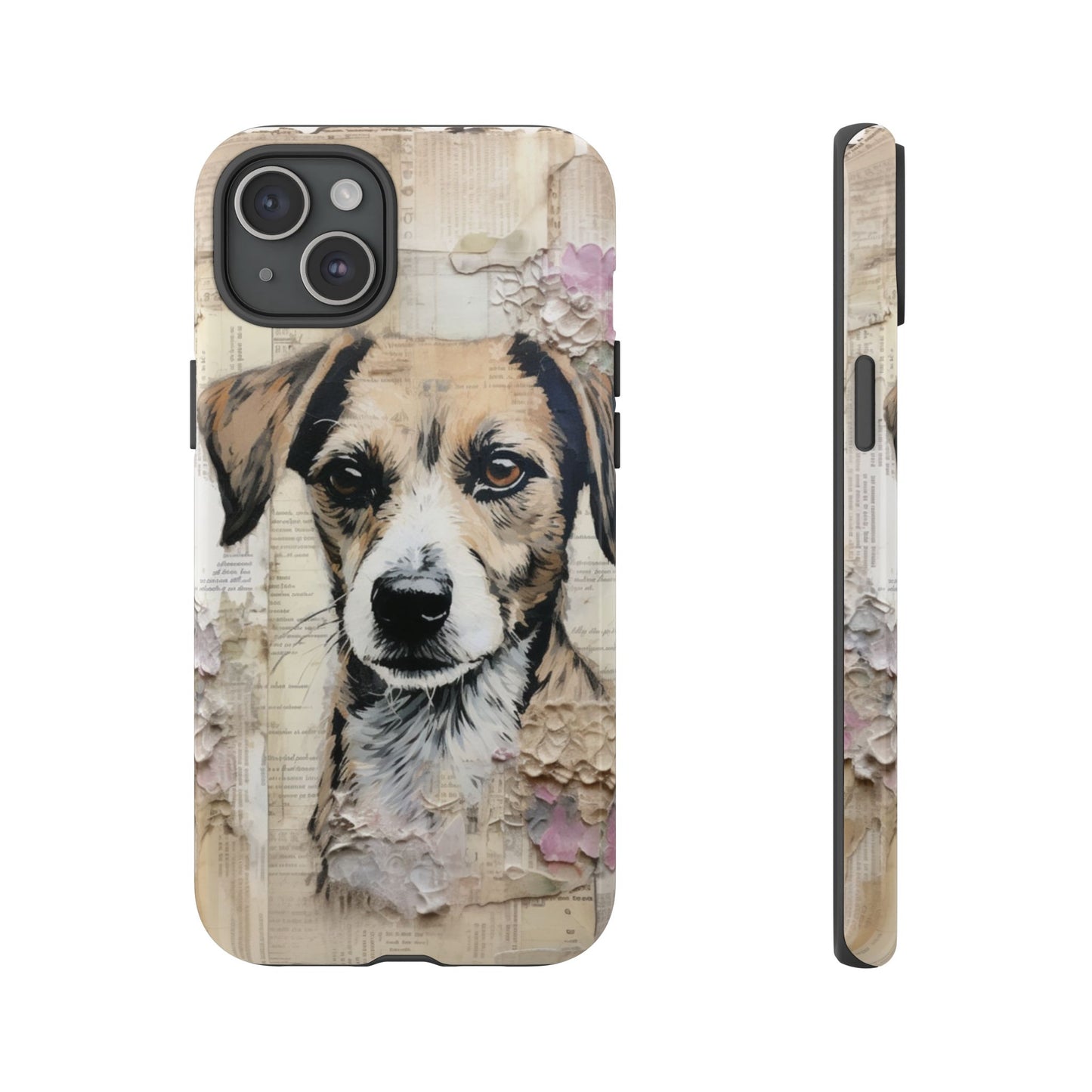 Vintage Collage Dog Portrait Mobile Cover – Artistic Mixed Media Design