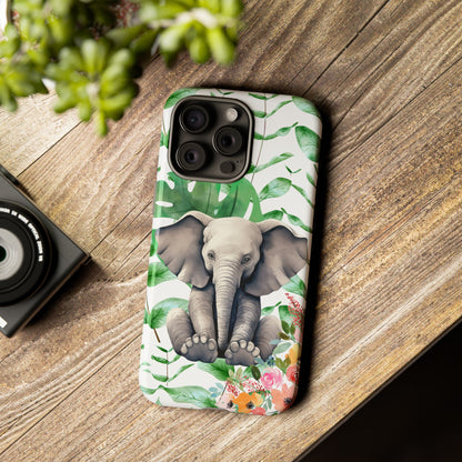 Cute Baby Elephant Mobile Cover – Floral & Tropical Aesthetic