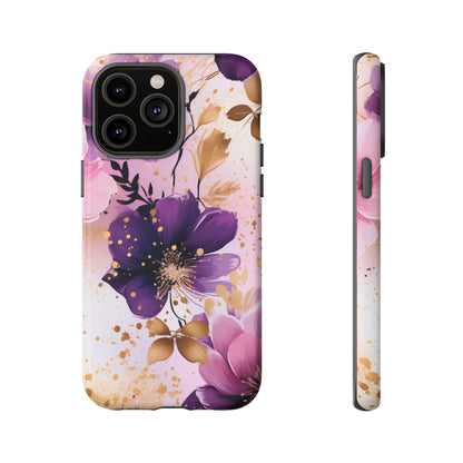Luxury Purple & Gold Floral Aesthetic Mobile Case