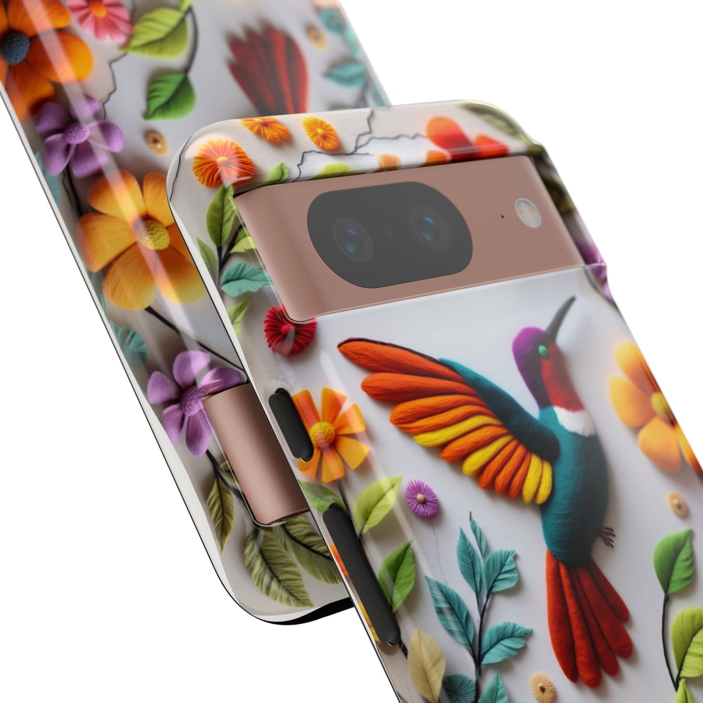 Embroidered Hummingbird with Floral Design | Nature's Elegant Stitch