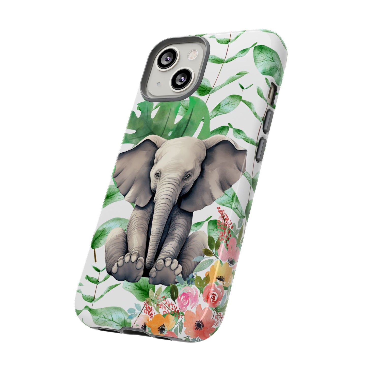 Cute Baby Elephant Mobile Cover – Floral & Tropical Aesthetic