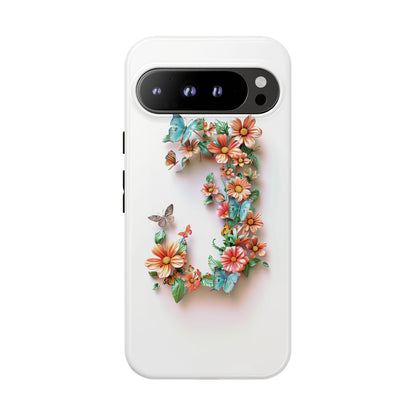 Floral Letter J Phone Case – Personalized Aesthetic Cover for iPhone, Samsung & Google Pixel