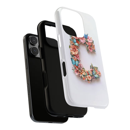 Floral Letter C Phone Case – Personalized Aesthetic Cover for iPhone, Samsung & Google Pixel