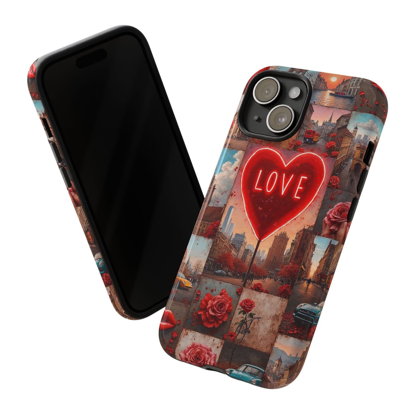 Neon Love Heart & Rose Phone Case