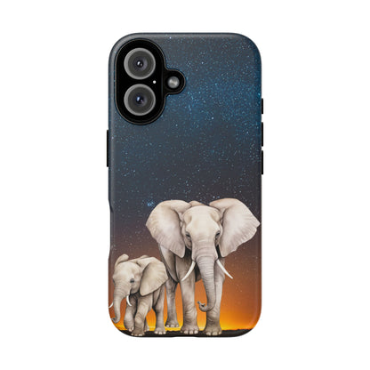 Starry Safari Elephant Family Mobile Cover – Cosmic Wildlife Aesthetic