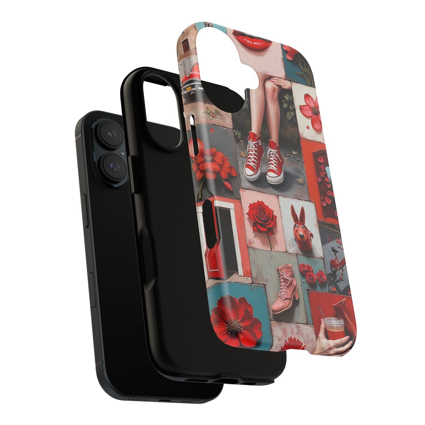 Red Sneakers & Roses Collage Phone Case