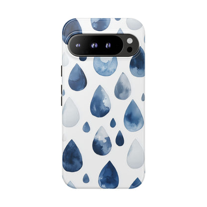 Indigo Rain Drops Watercolor Phone Case for iPhone, google Pixel & Samsung