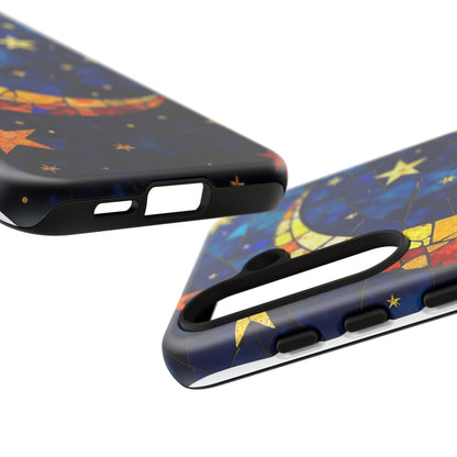 Celestial Crescent: Vibrant Moon and Stars Phone Case